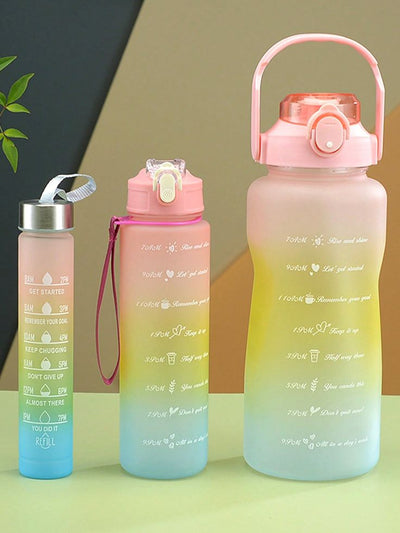 Motivational Sports Water Bottles Pack of 3 (2000ml, 800ml, 300ml) - Random Color