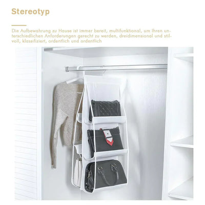 Foldable Hanging Handbag Organizer with Six Pockets - Random Color