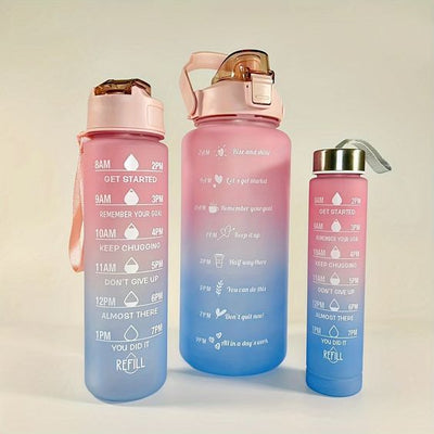 Motivational Sports Water Bottles Pack of 3 (2000ml, 800ml, 300ml) - Random Color